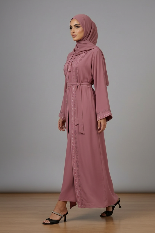Dusty Rose Embellished Abaya