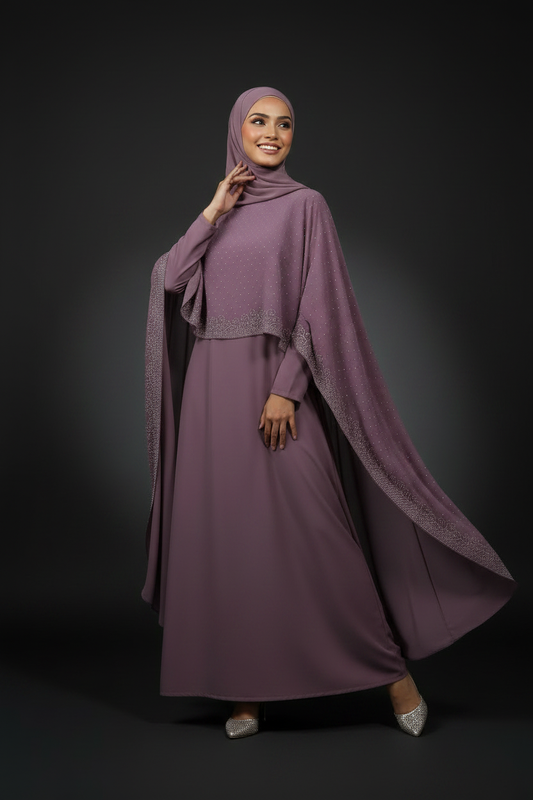 Dusty Mauve Signature Cape Abaya