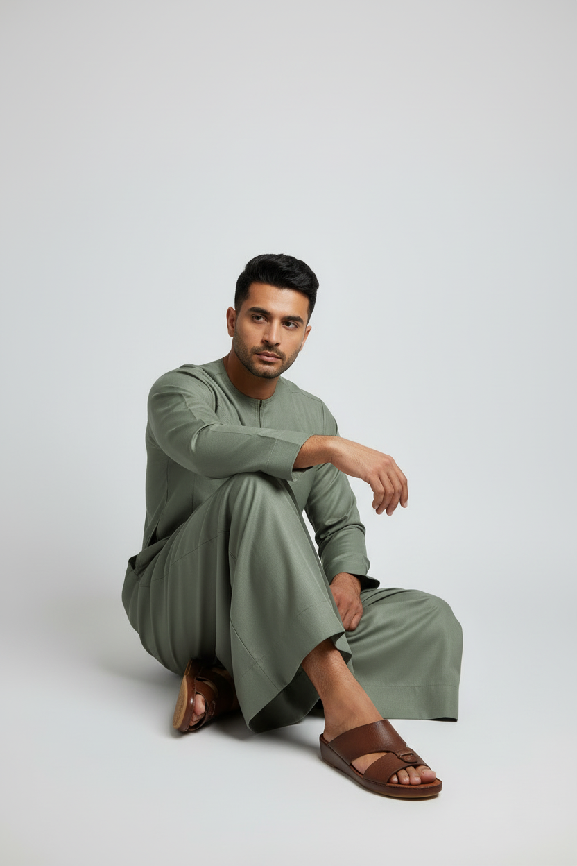 Emirati Sage Premium Cotton Thobe