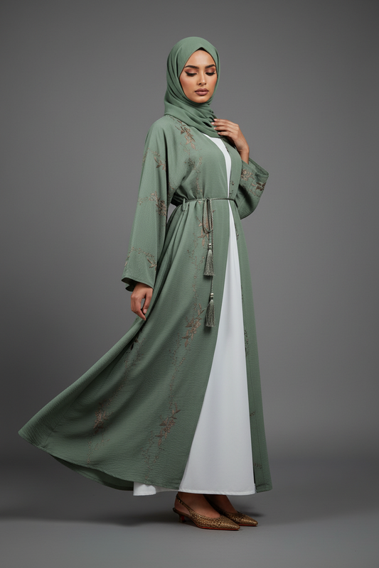 The Golden Trail Abaya in Sage
