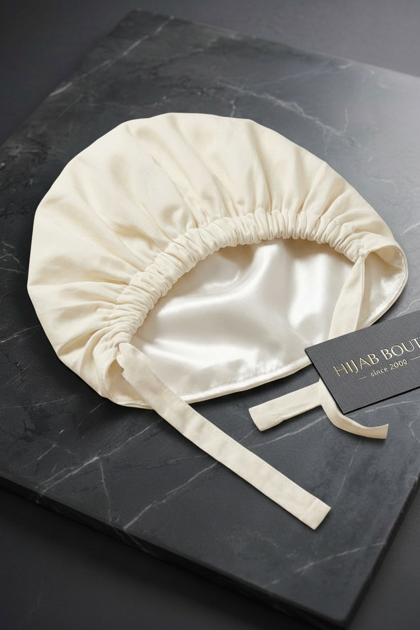 Satin Lined Bonnet - Ivory White