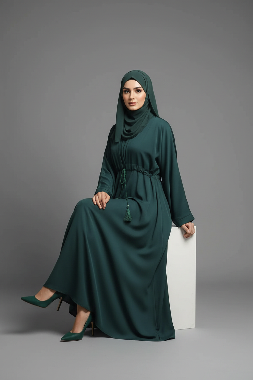 عباية جريس باللون الأخضر الغامق