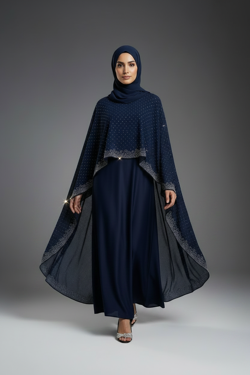 Midnight Navy Signature Cape Abaya