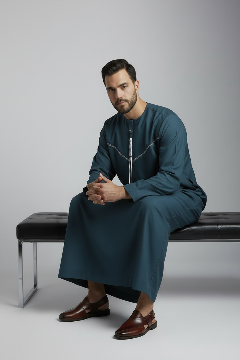 ثوب عماني أزرق المحيط