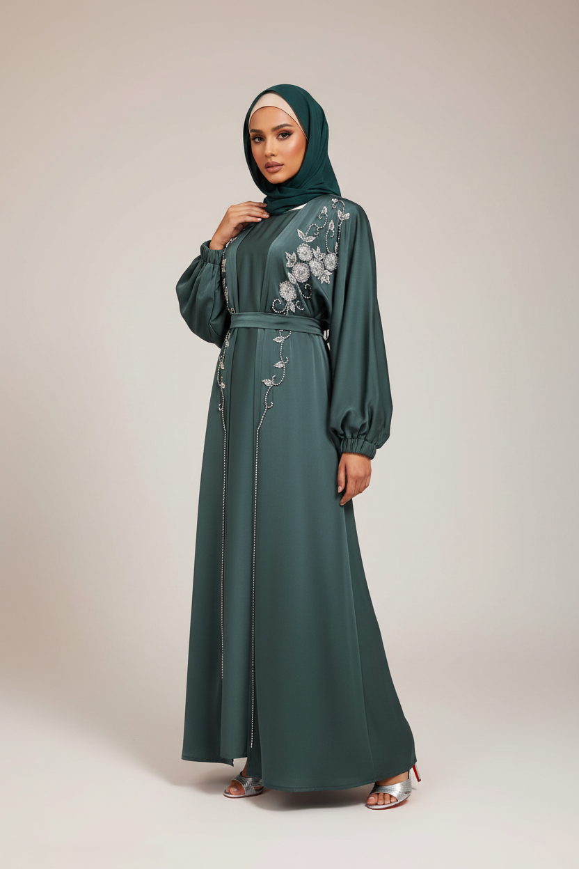 The Opulent Abaya in Emerald Teal