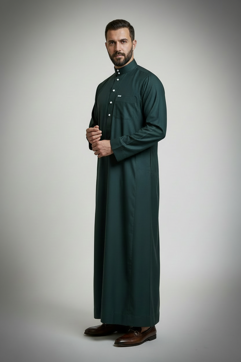 ثوب فاخر باللون الأخضر الغامق
