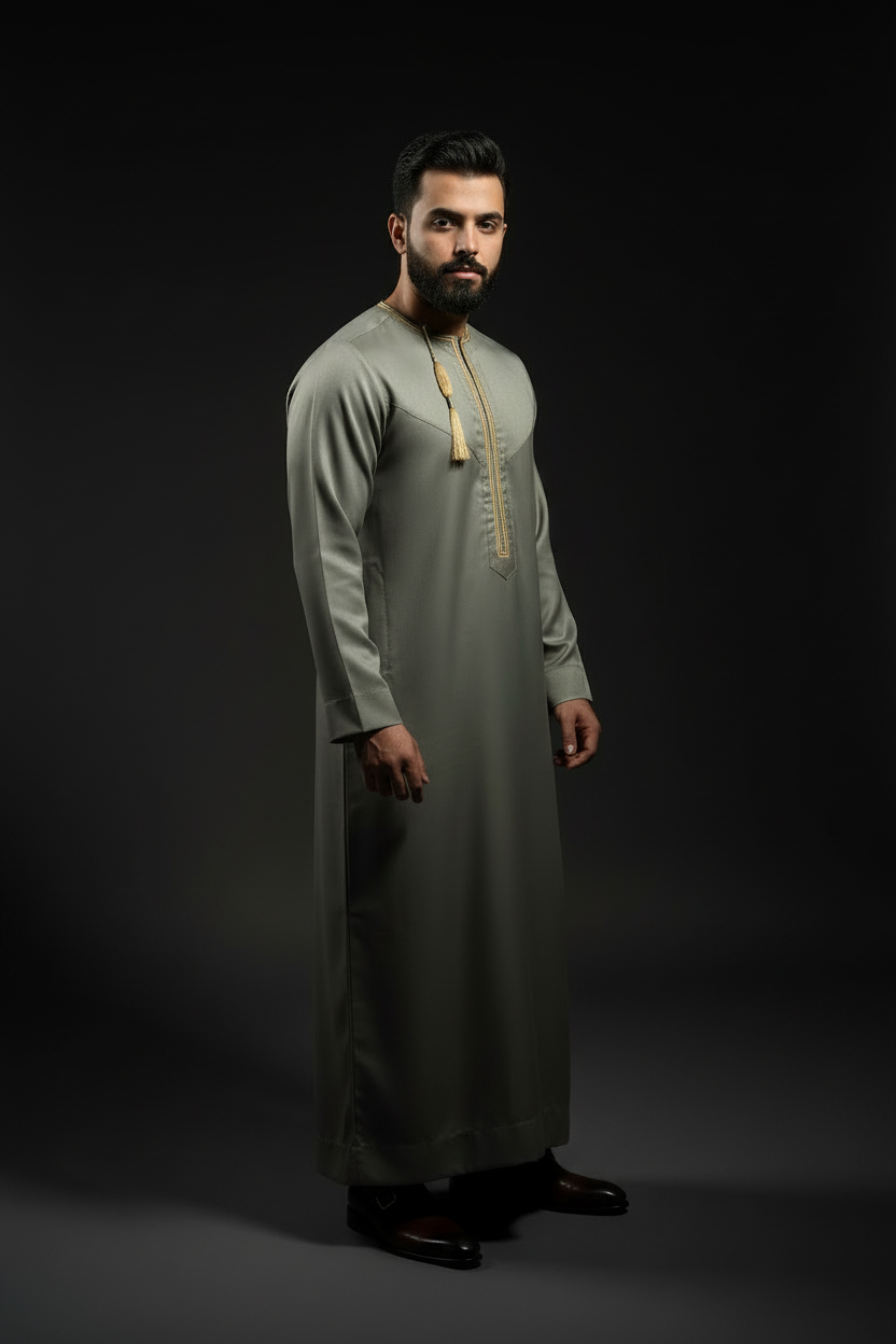 Earth Green Lustre Emirati Thobe