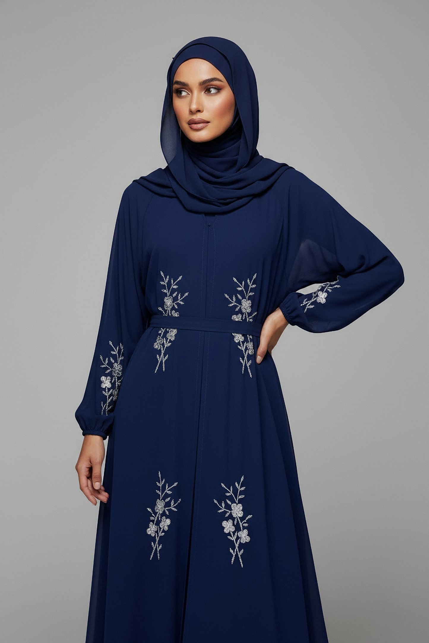 The Sapphire Blossom Embellished Abaya