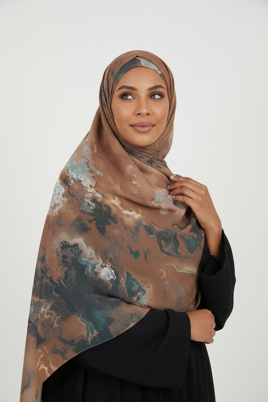 Watercolour Terracotta Black Abaya