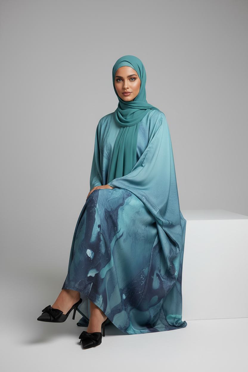 The Teal Canvas Abaya