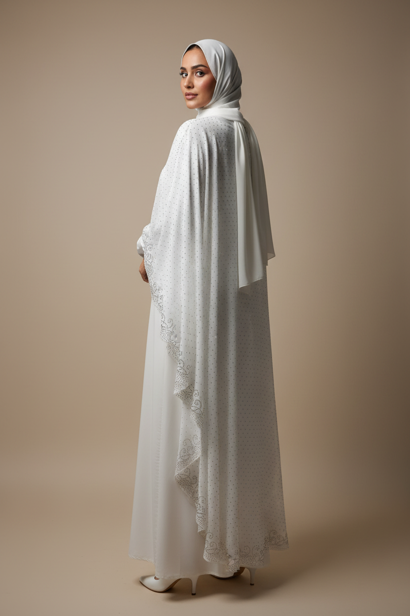 Zara White Abaya Back View
